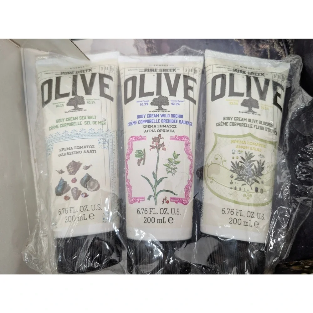 Korres Pure Greek Olive Body Cream Set 4 Piece Skincare 6.76 FL. OZ. 200 mL